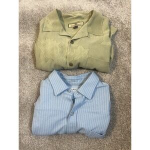 Tommy Bahama Shirt Silk And 2nd One Is Blue Polo Mens Size Large Lot Of 2!